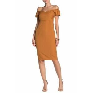 ONE‎ ONE SIX Women's Off-The-Shoulder Solid Dress In Deep Mustard Medium